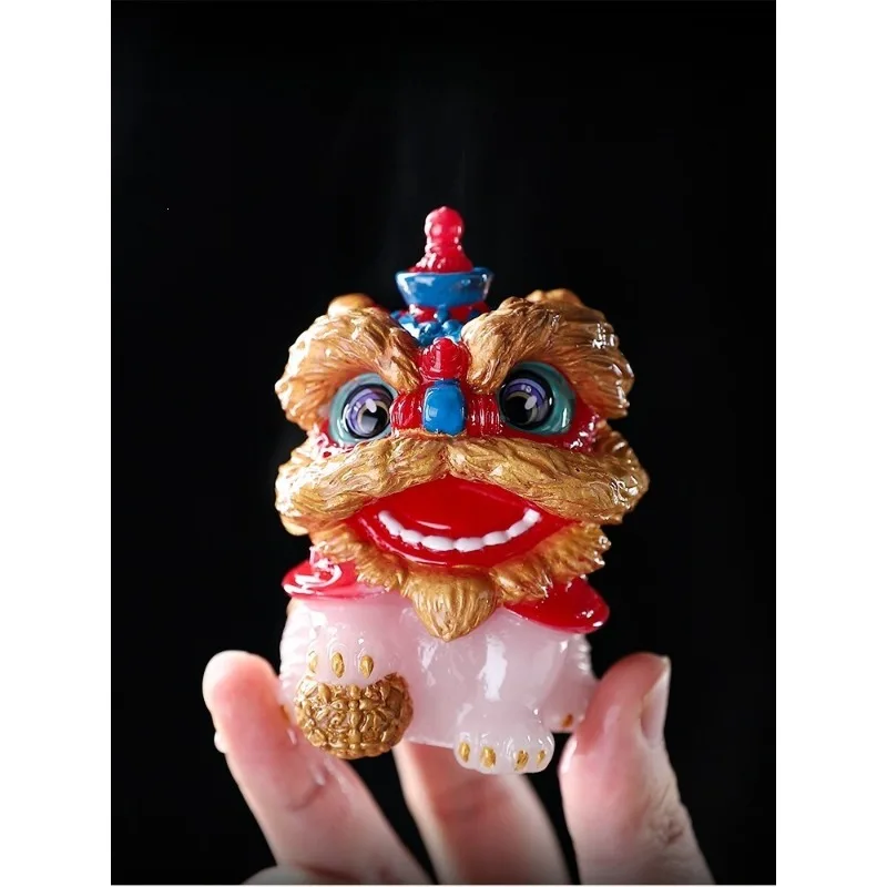 Tea ornament ornament hot tea pet personality creative color change play national tide festive ornament a pair of lion