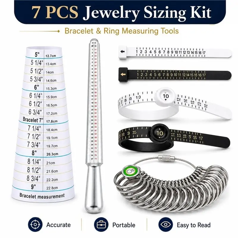 [B17B!】 7PCS Jewelry Ring Bracelet Sizing Kit Belts Bracelet Ruler