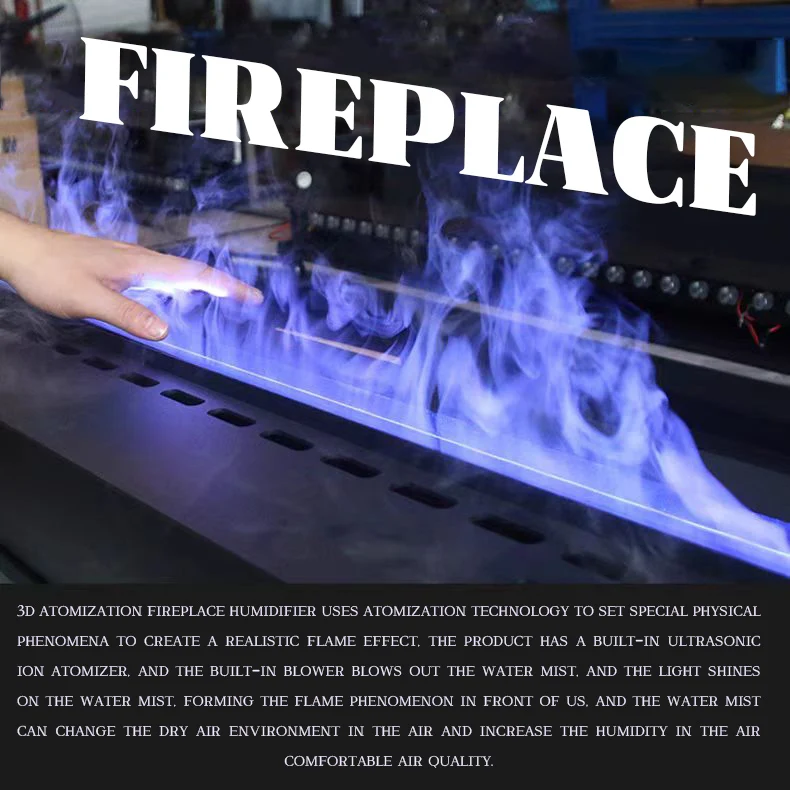 【Hot】Smart Home 3D Fireplace Water Steam Humidifier LED Decorative Flame TV Wall Sound Of Firewood Cracking Vapour Electric Fire
