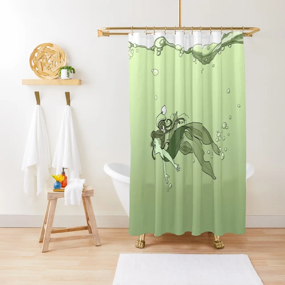 

Green Tea Mermaid Shower Curtain Waterproof Bathroom Shower Modern Accessory Bathrooms Cute Shower Curtain