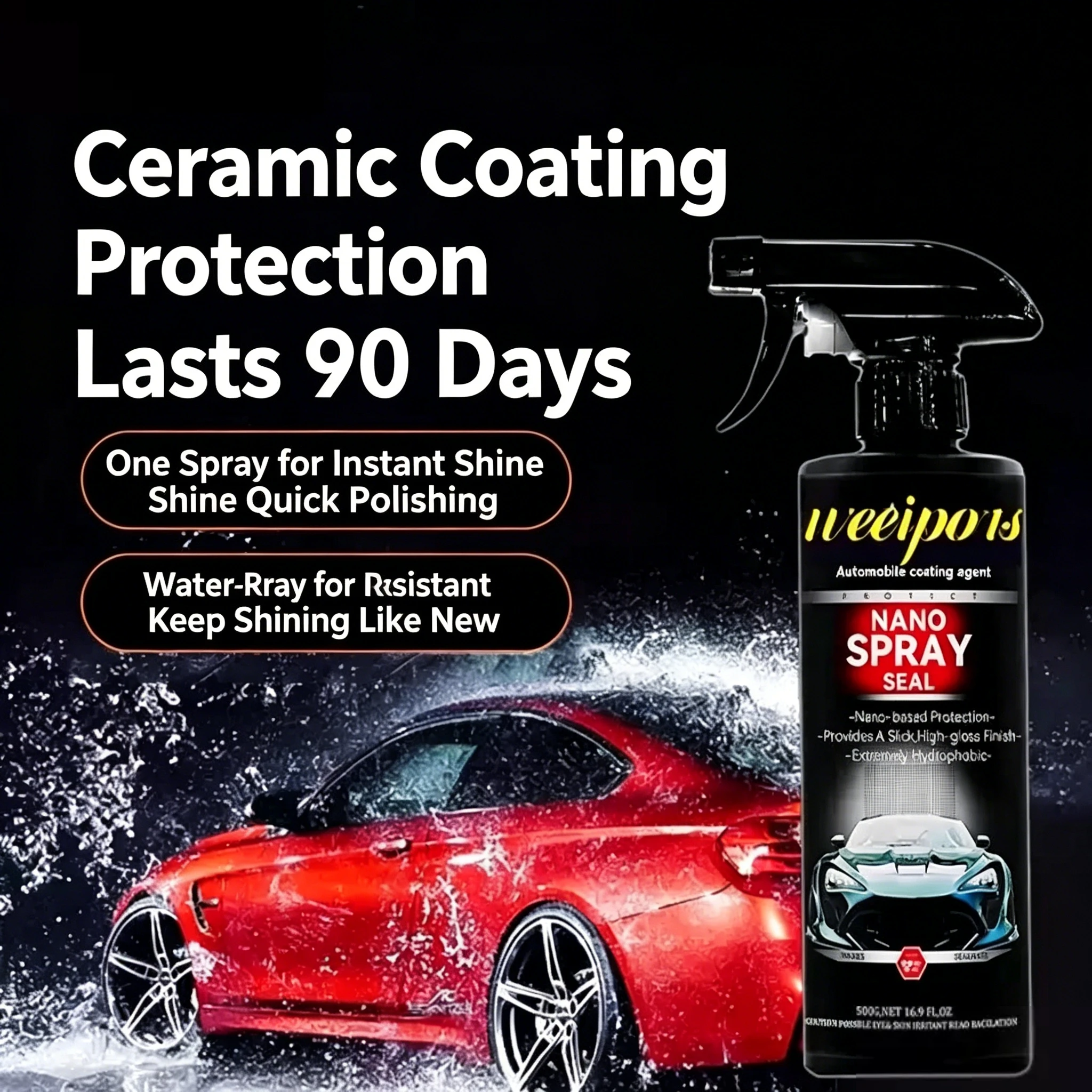 Agente de Recubrimiento para Autos de 500 ml, Dureza 9H, Revestimiento Cerámico para Autos, Productos de Belleza para Autos, Accesorios para Autos, Herramienta de Reparación de Plástico para Autos con Nanovidrio