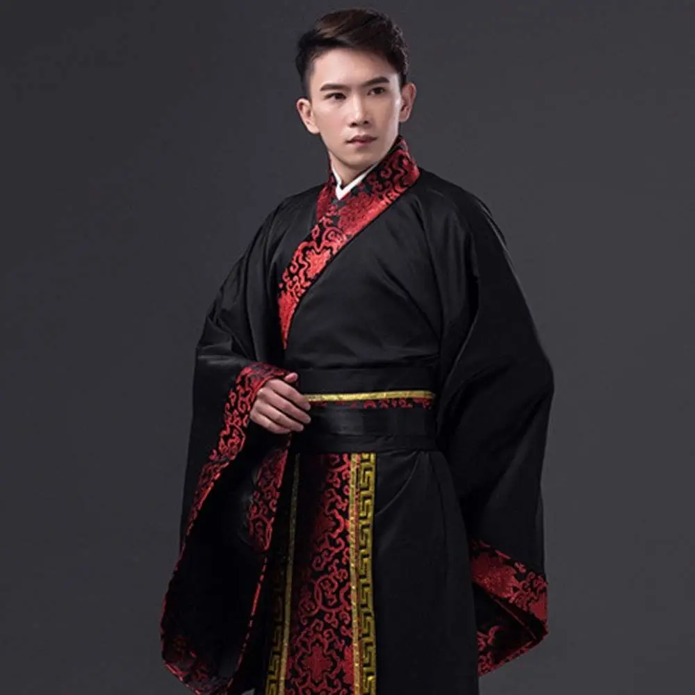 Tenue ancienne chinoise pour hommes Hanfu, Costumes de scène de Cosplay pour hommes chinois, robe ancienne noire de grande taille pour hommes, Costume de fête ancien