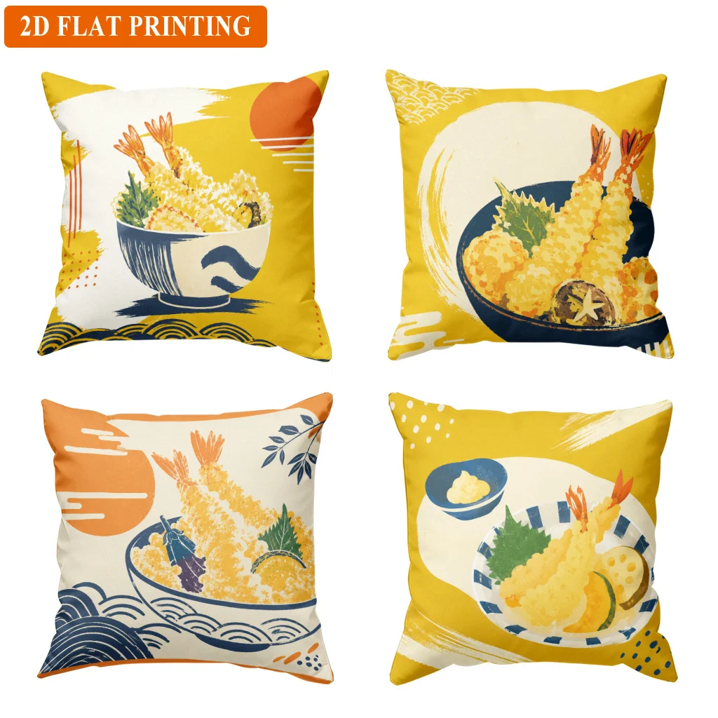 Tropical Retro Pineapple Food Print Throw Pillow Covers Cushion Set Coastal Beach Nautical Summer Home Decor