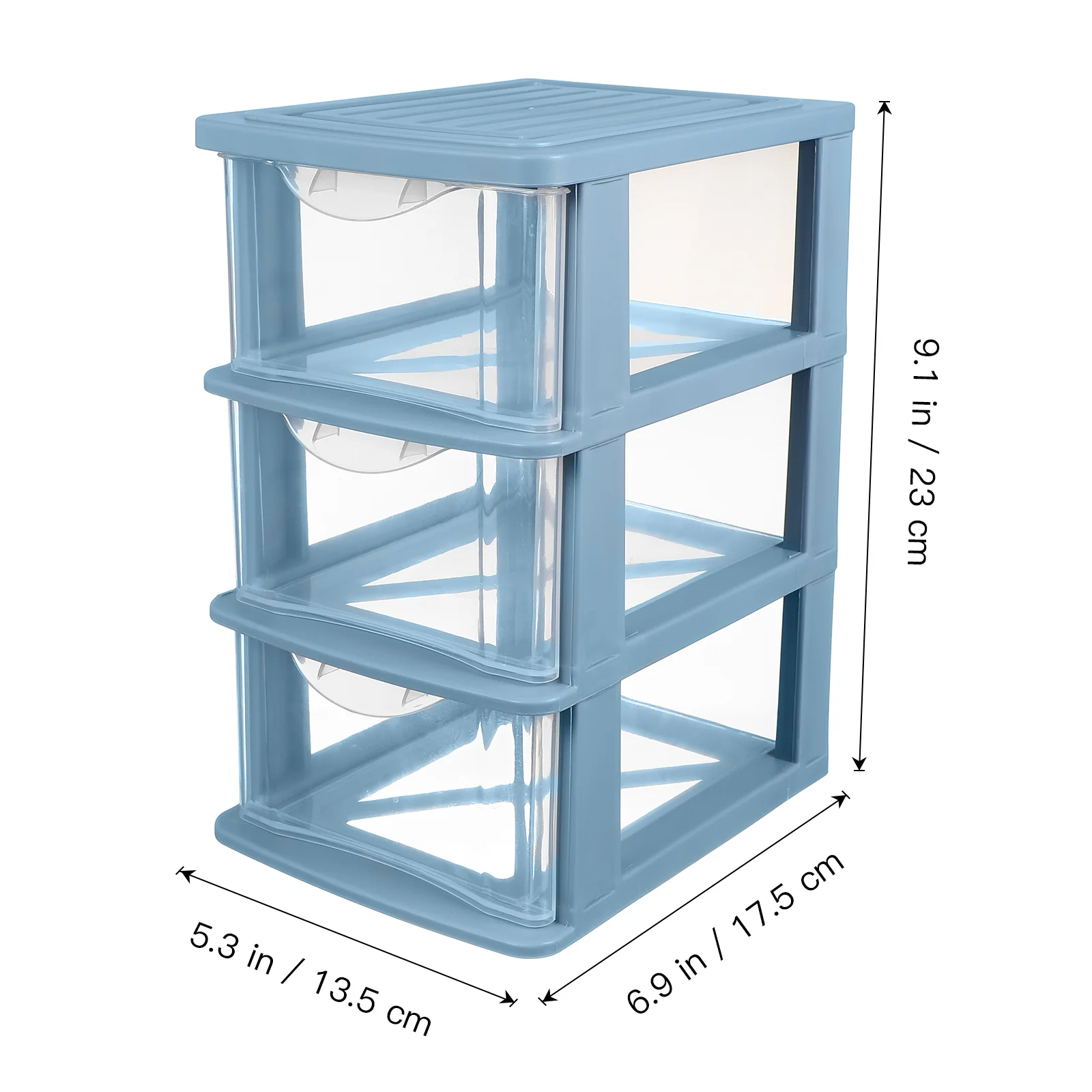 Caja de almacenamiento para estante, cajones pequeños de plástico, contenedor de escritorio para papelería, organizador azul, armario tipo cajón de Pp