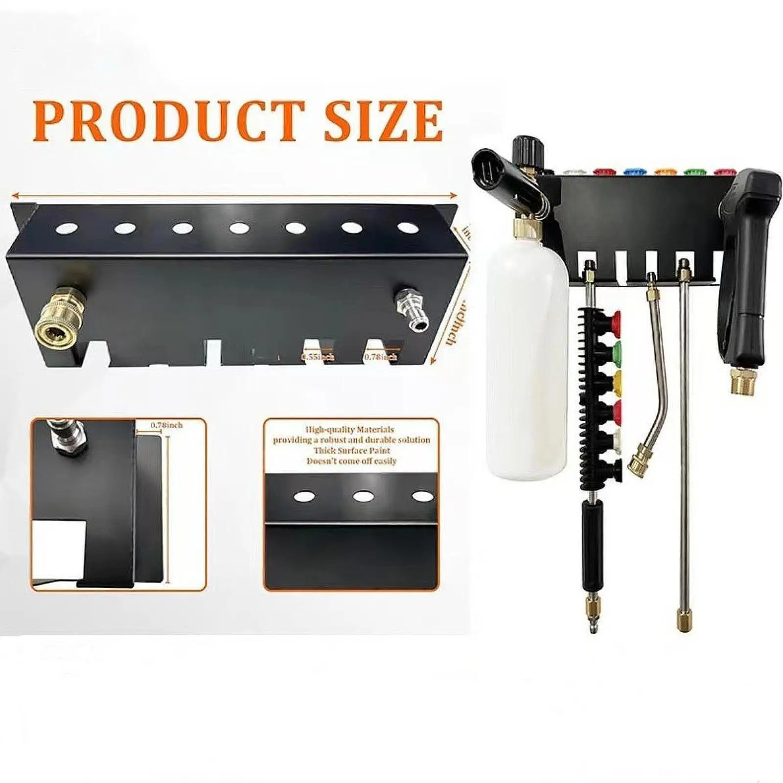 

Настенный распылитель высокого давления, аксессуары, стойка, органайзер для гаража, многоцелевой экономит место, подходит для быстрого разъема 1/4 дюйма, металлический