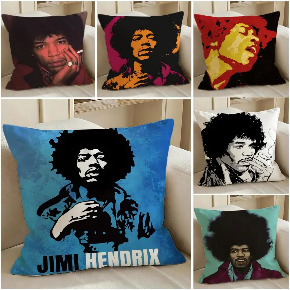Singer Jimi Hendrix Cushion Cover Pillow Short Plush Warm CreamStylel Cushion for Living Room Bedroom Sofa Ideal for Gifting