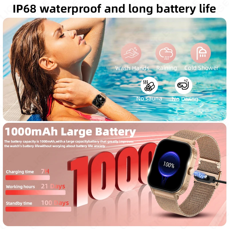LIGE New 1000mAh Battery Outdoor Sports Smart Watch 2.04