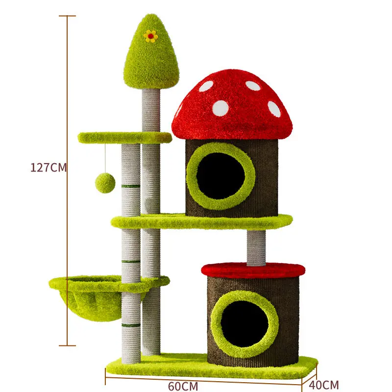 

Mushroom House Cat Climbing Frame, Cat Nest Scratching Post, Sisal Integrated Small Apartment Does Not Occupy Space Cat Shelf