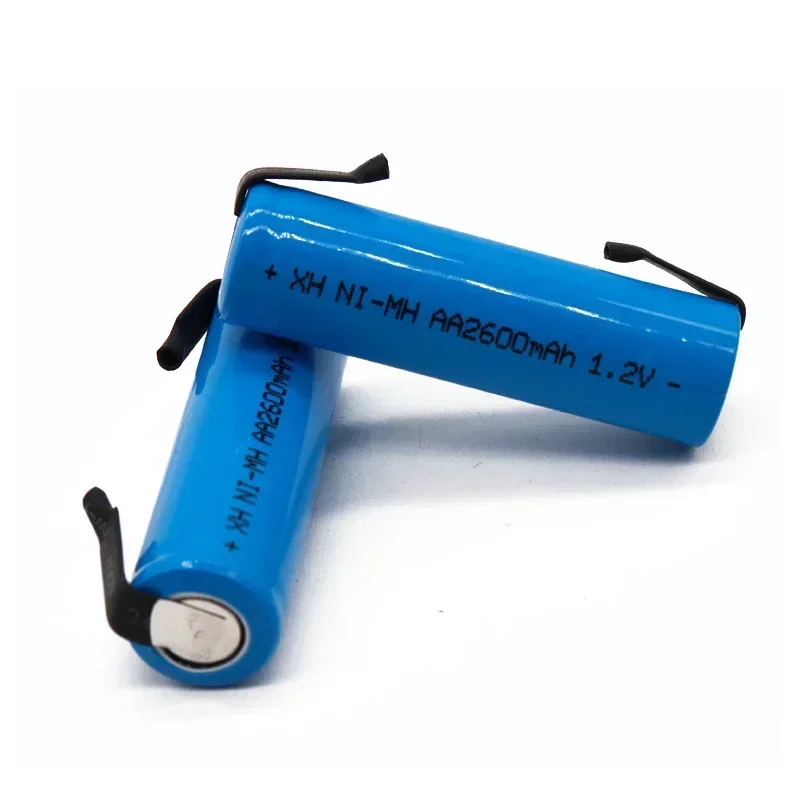 2-20pcs New 1.2V AA battery 2600 MAH 2A Ni-MH Ni MH cell blue shell with tabs pins for Philips Braun electric shaver tool brush