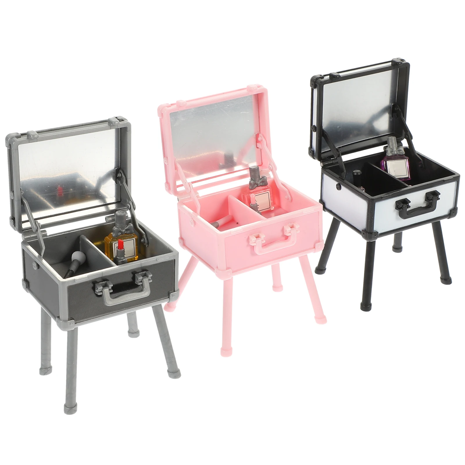 3 Pcs Simulation Mini Makeup Box House Decoration Lipstick Small Accessory Miniature Holder Plastic Micro Scene Perfume