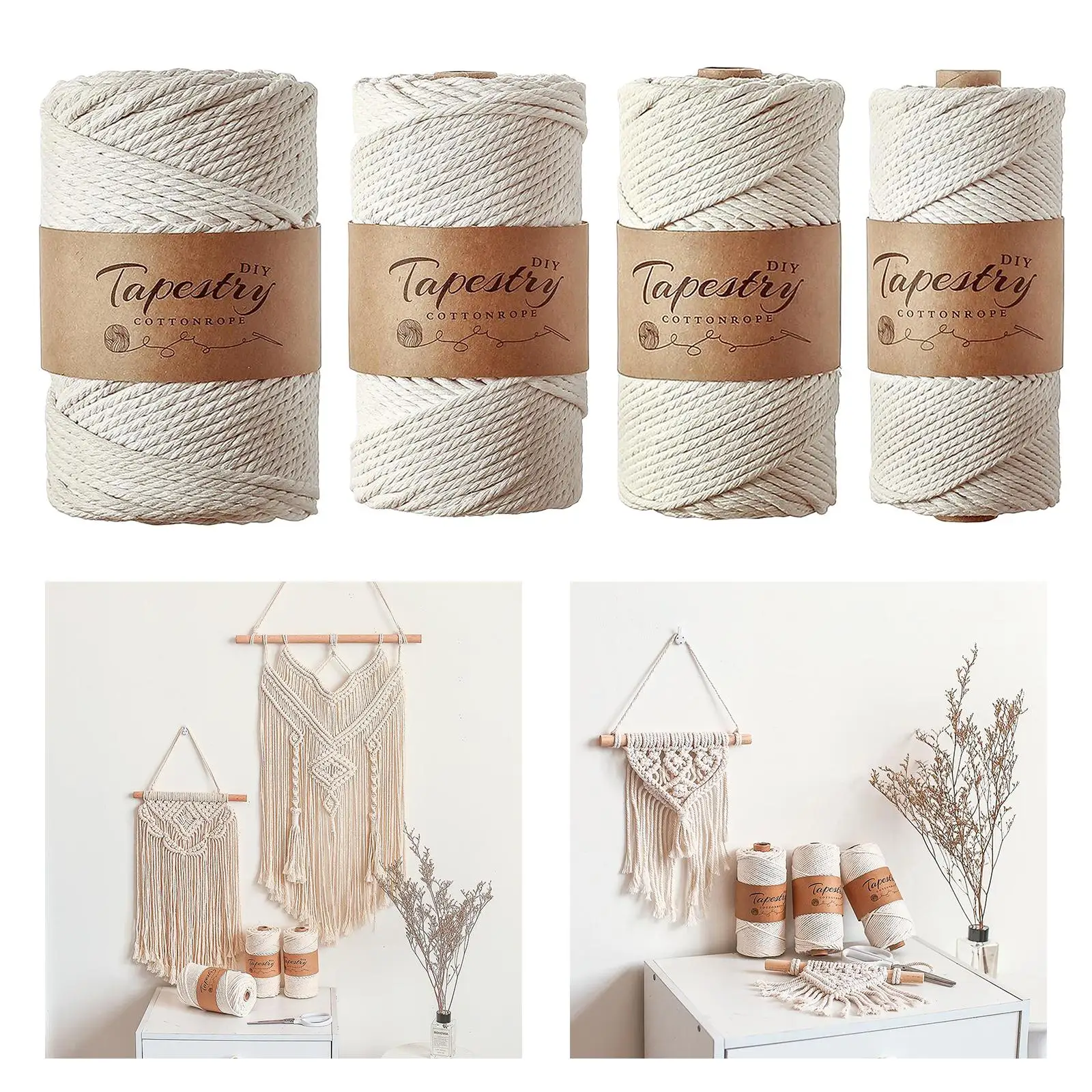 Cotton Twisted Cord Braided DIY Macrame String Rope Textile Accessories