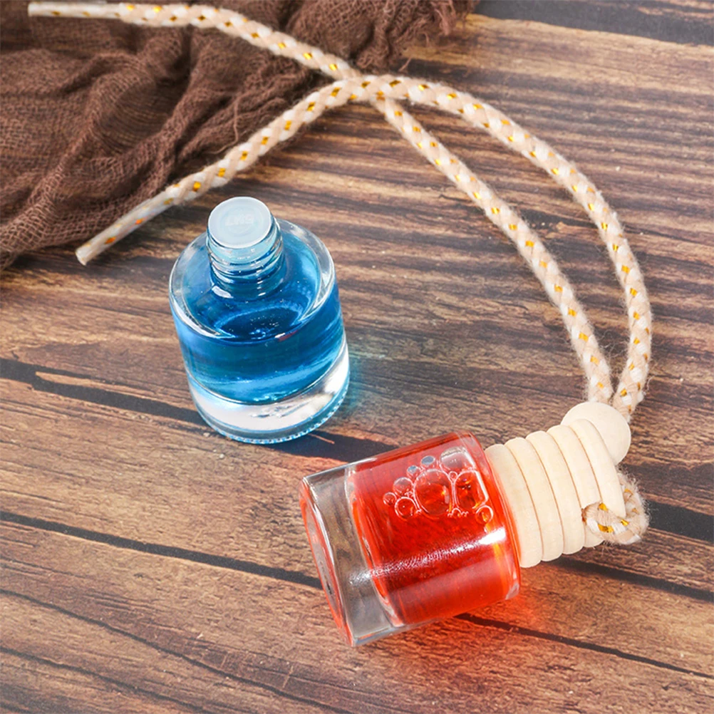 

12pcs Glass Perfume Bottles Mini DIY Wooden Lid Hanging Car Diffuser Aromatherapy Essential Oil Supplies Small Scented