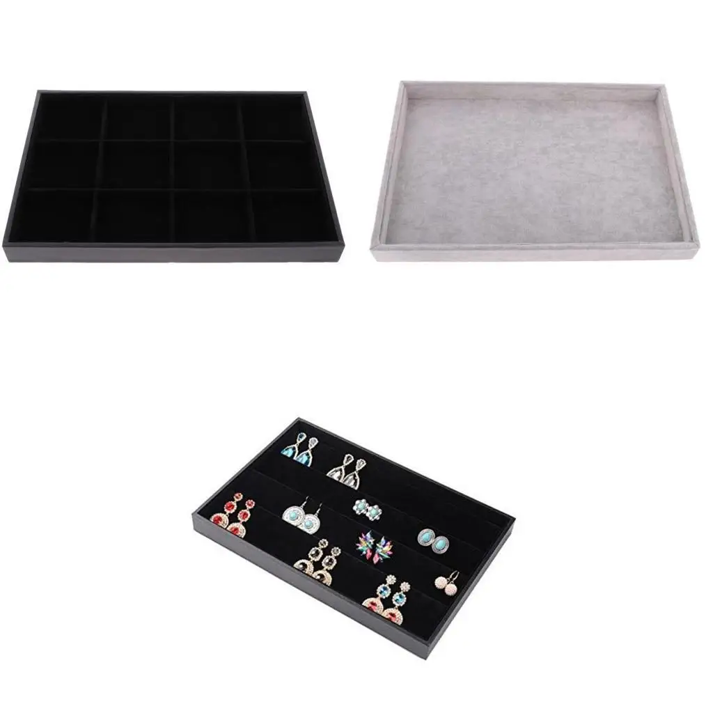 Jewelry Tray with Velvet Finish Organizer Storage Box Show Case Holder for Rings Earrings and Bracelet Display