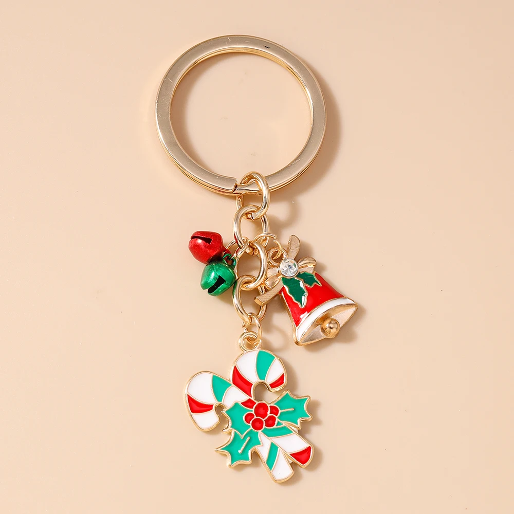 Leslie Niedlicher Weihnachts-Schlüsselanhänger Weihnachtsglocke Zuckerstange Weihnachtsmann Baum Schlüsselanhänger für Frauen Weihnachtsparty Schmuck Geschenke – Detail 9
