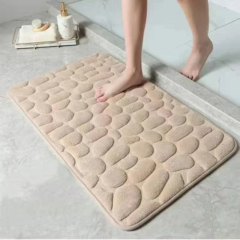 Large Size Bathroom Floor Mat Non-slip  Bathroom Embossed Bath  Absorbent Washable  Drying Doormat Bathtub Floor Mat Home Decor