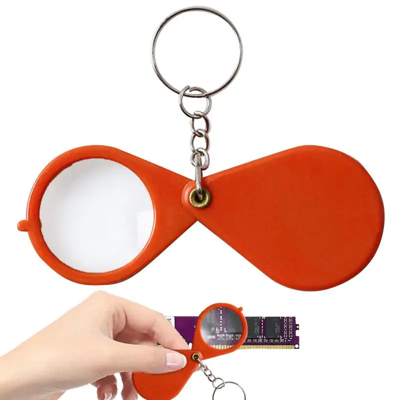 Travel Magnifying Glass Travel Pocket Mini Magnifier 10 Times Acrylic Lens Foldable High Transparency Keychain Accessories For