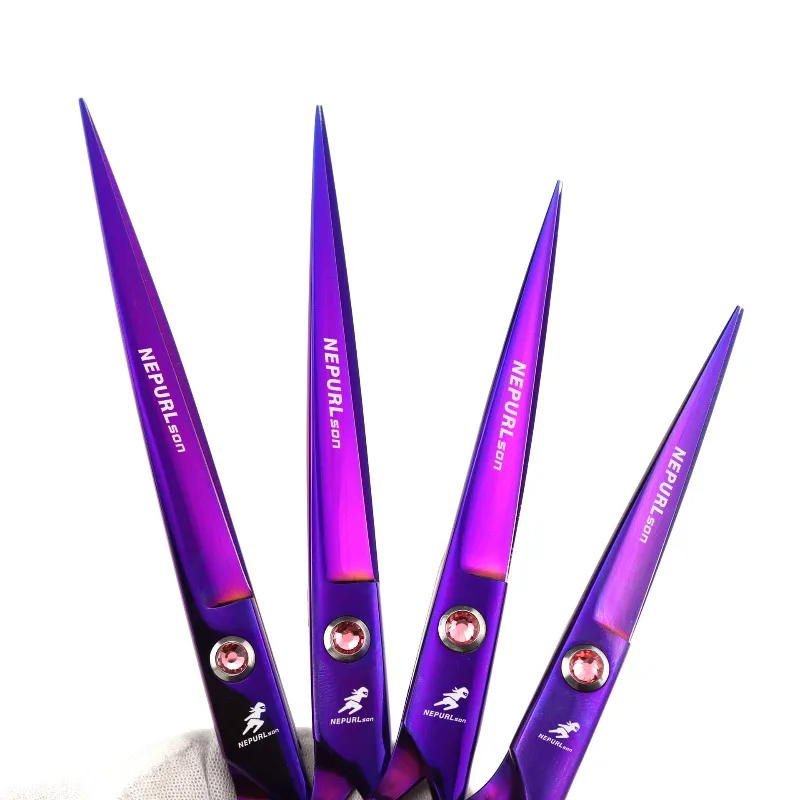 

5.5/6.0/6.5/7.0inch purple NEPURLson personalized hair scissors pointed tip with flat blades cutting scissors