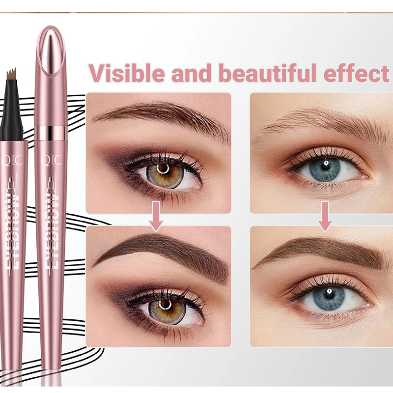 4 Fork Tip Eyebrow Pencil 3D Microblading Waterproof Dark Brown Natural Colour Fine Stroke Magic Eyebrow Pencil 2025 New Ladies