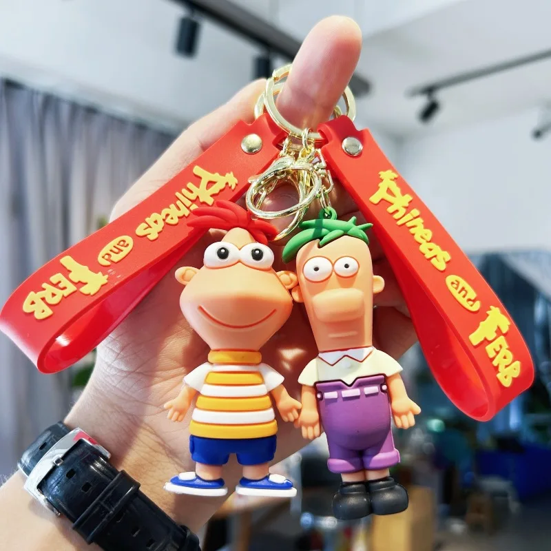 

Cartoon Phineas and Ferb Keychain Anime Perry The Platypus PVC Figure Keychain Bag Key Ring Accessories Toys Kids Birthday Gifts