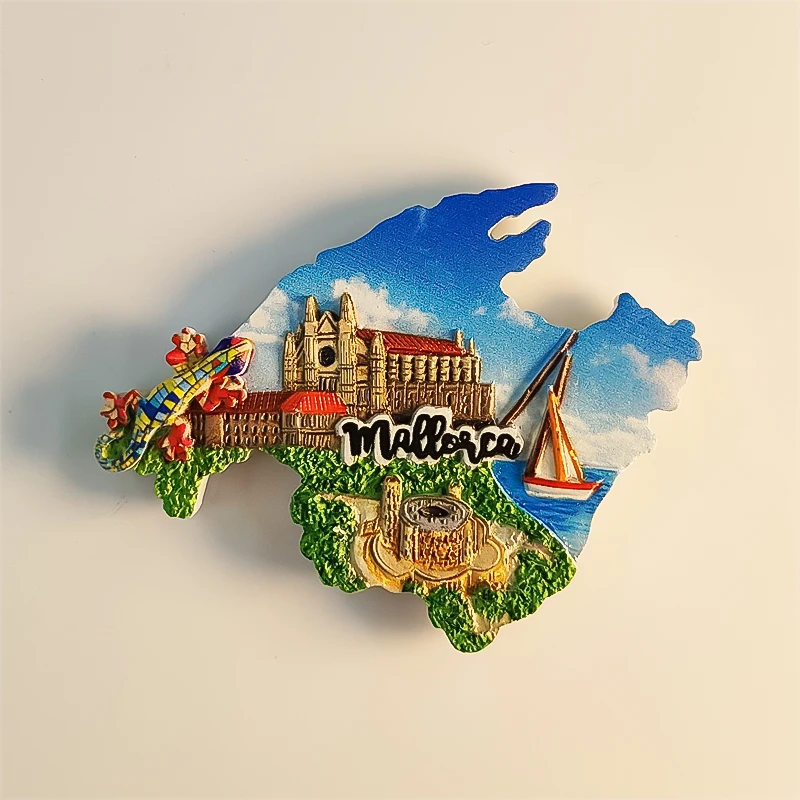 Imanes estereoscópicos 3D para decoración del hogar, pintura de resina, recuerdos turísticos, Europa, España, Mallorca