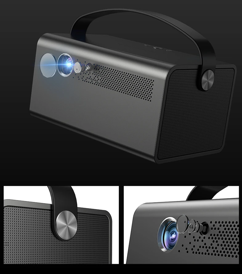 V7 4K 1280*1080P Mini Dual Wifi Android 9 DLP Portable Projector Supports 3D Glasses 5000 Lumens Projector Built In Speaker