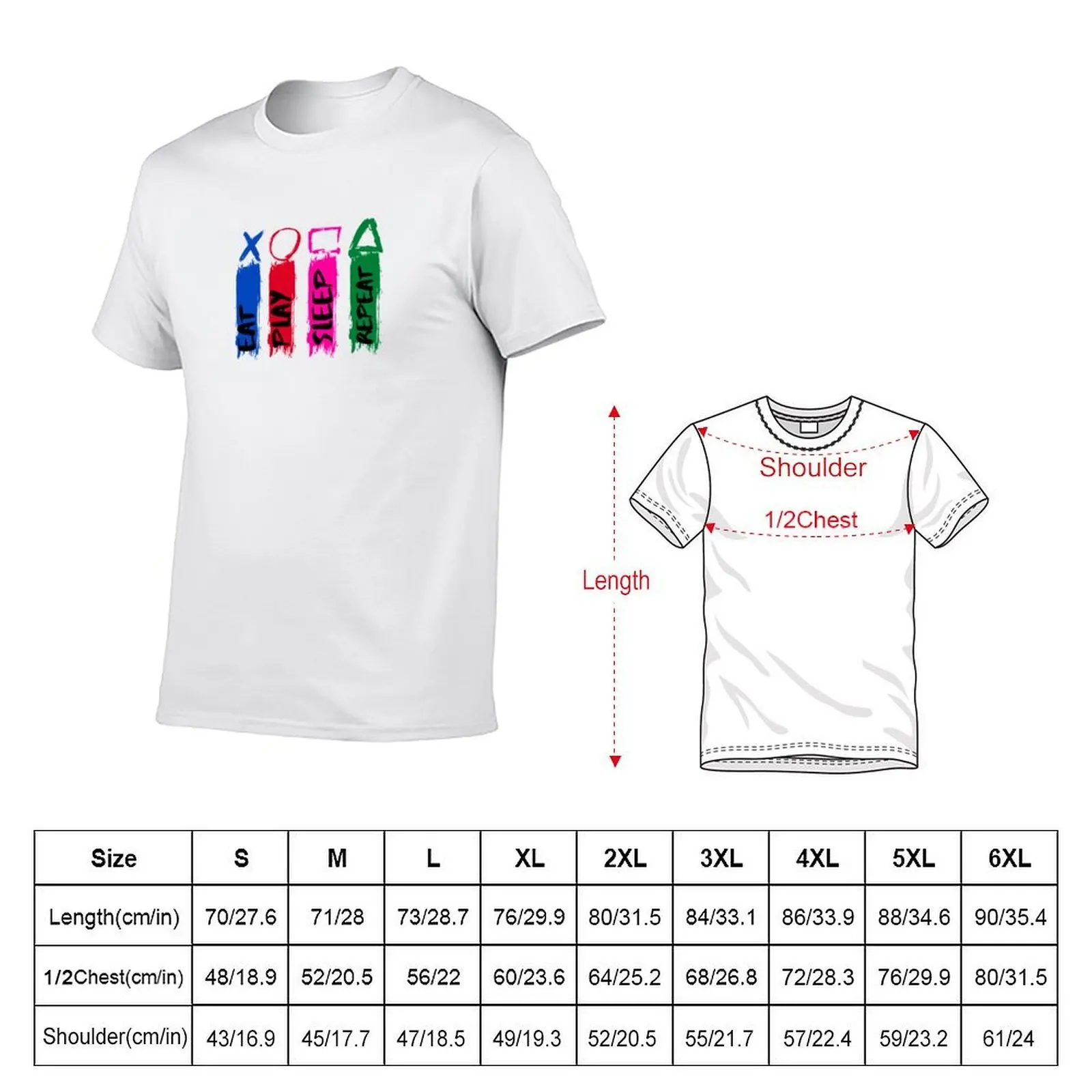 Next Gen Console l Painting Video Game Apparel l PS Gamer Apparel l PS Collection PS Eat Play Repeat Sleep T-Shirt