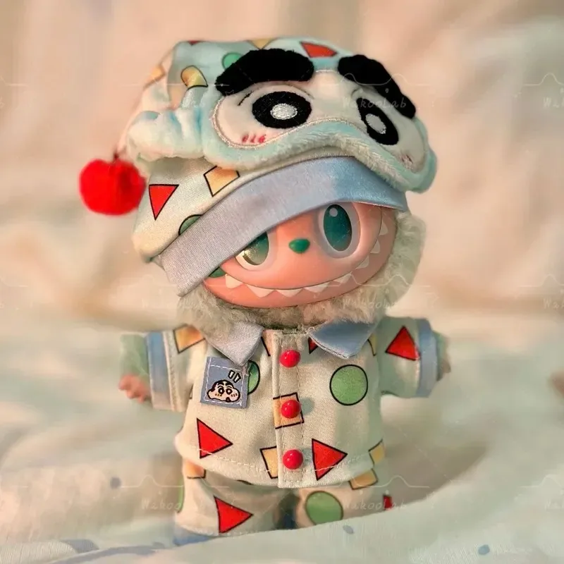 For/Cloth Labubu Doll Clothes Crayon Shin Chan Series Pajama Vinyl Pendant Clothing  Birthday gift high quality fabric