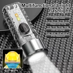 Mini LED Keychain Flashlight Outdoor Camping Lamp Work Light Rechargeable LED Torch Safety Warning Light Night Fishing Lamp