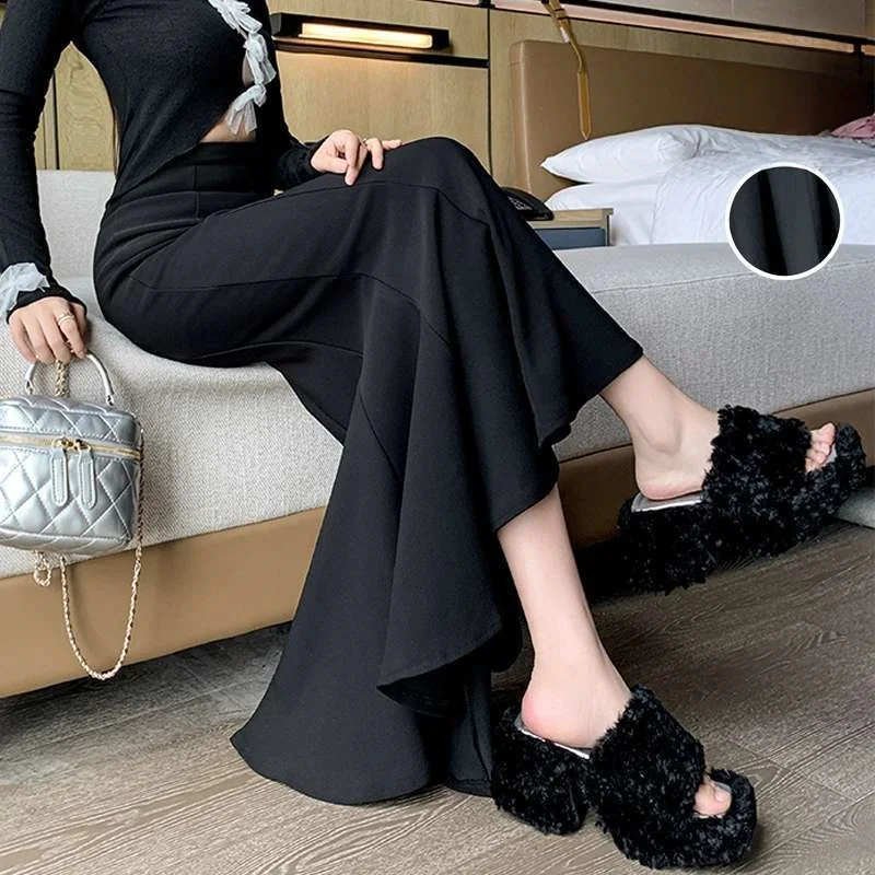 

Юбка-русалка больших размеров в корейском стиле, 300 Pou, женская, с высокой талией, облегающая, однотонная, универсальная