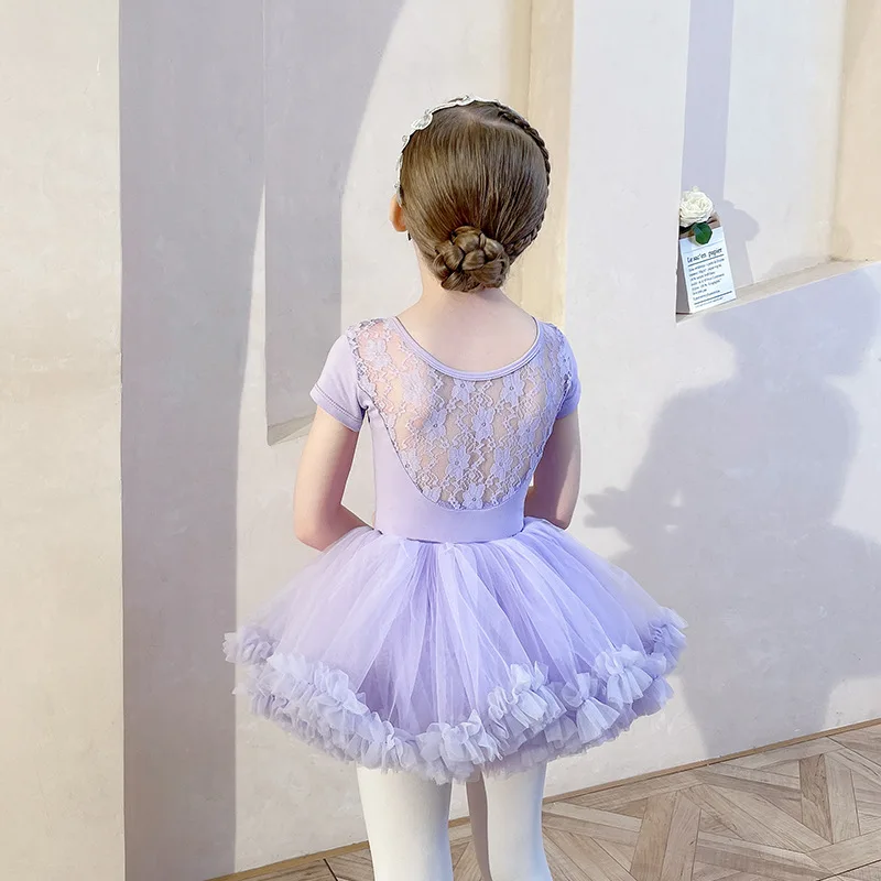 

Dance Clothes Girl Ballet Skirt Romper Set Tutu Summer Lace Girls Jumpsuits Training Uniform Suit Children Ballet Leotards