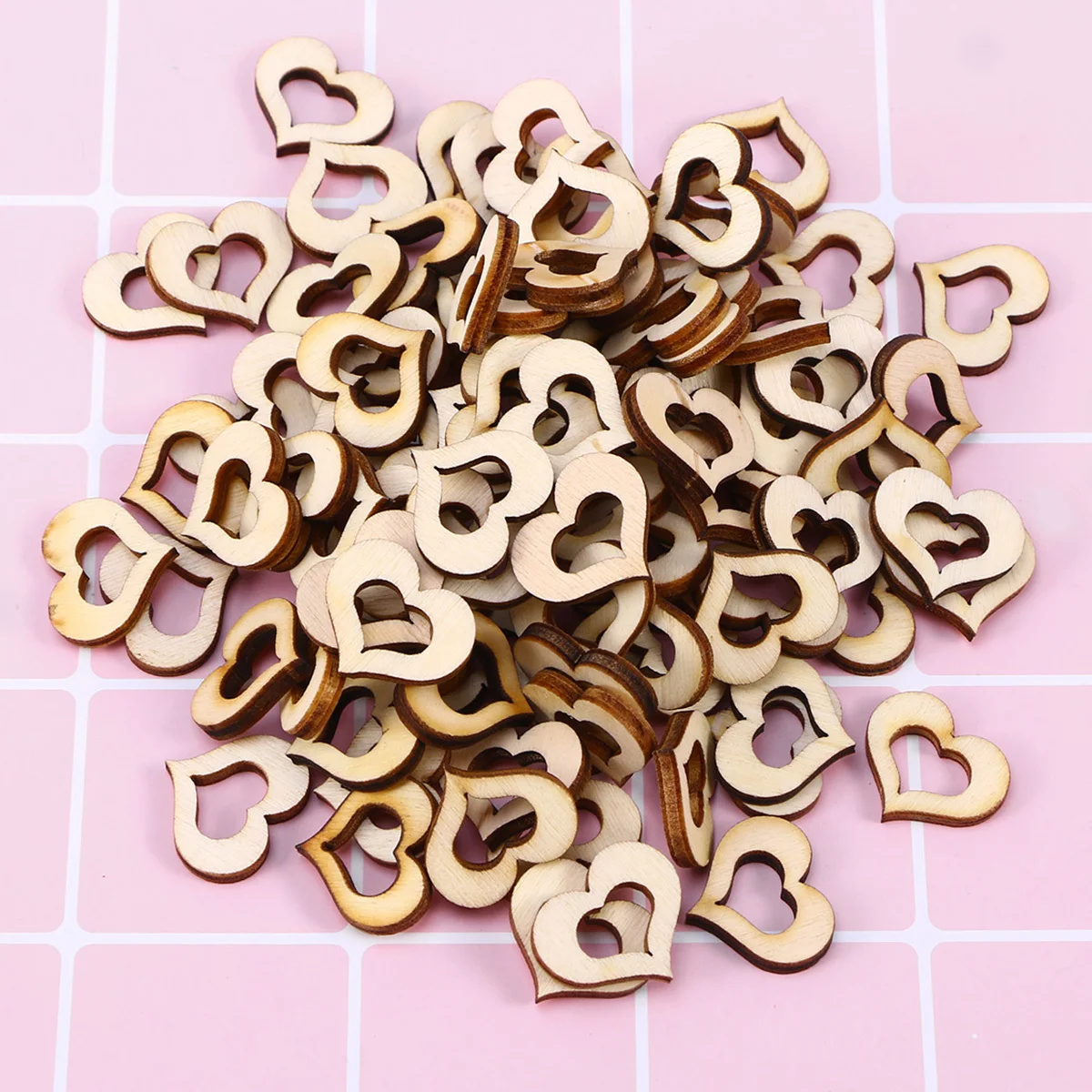100 قطعة أزرار خشبية مجوفة على شكل قلب ناعمة على كلا الجانبين لسكرابوكينغ الزفاف Crafts بها بنفسك الحرف الزينة العلامات الزينة #6