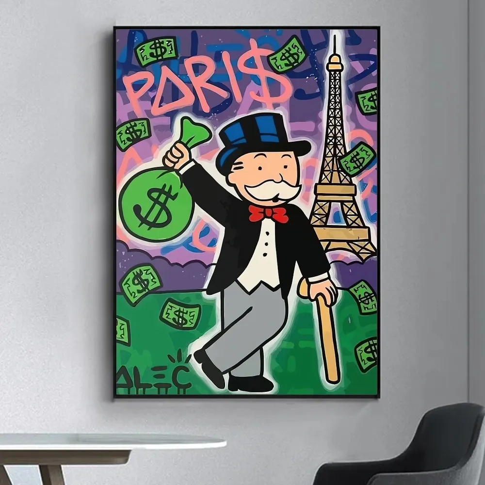 Alec Monopoly And Inspiring Money Poster Fancy Poster Wall Sticker for Living Room Bar Vintage Decorative Painting Middle