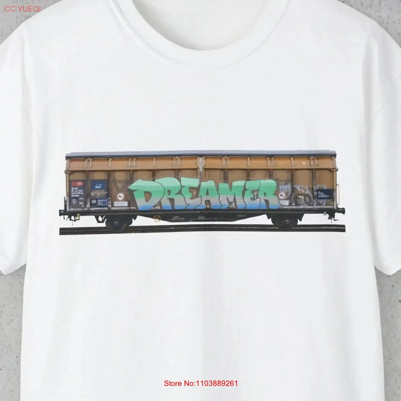 Camiseta de algodón Ultra con diseño de Dreamer Graffiti on Freight Train, Top suave y elegante lavado vintage de 2000 P para uso diario, gráfico