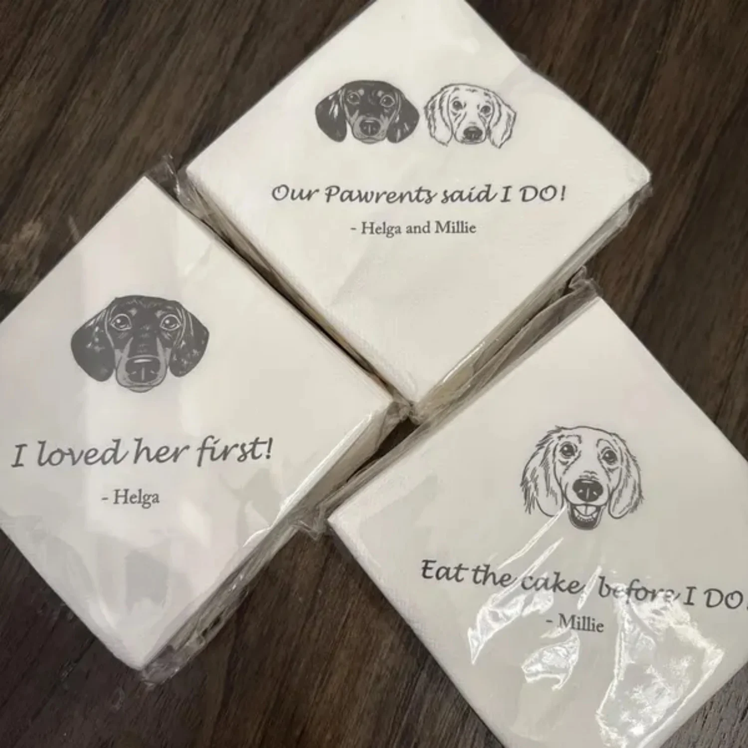 

50 шт. свадебные салфетки на заказ, салфетки с иллюстрацией собаки и кошки, персонализированные коктейльные салфетки для домашних животных, салфетки для собак, свадебный душ