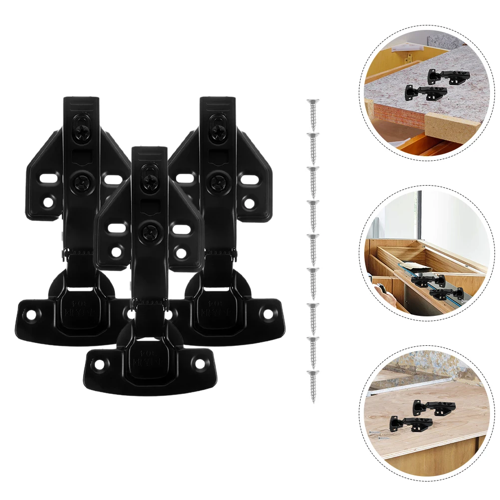 

3pcs Full Overlay Cabinet Soft Close Black Damping For Cabinet Doors Replacement Concealed Frameless Kitchen Cupboard Furniture