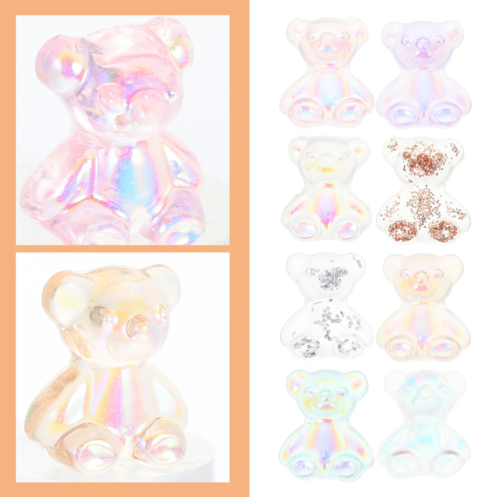 

80Pcs Nail Art DIY Resin Bear Manicure Decors Cartoon Design Nail Accessories Fashion Manicure Ornament Fingernail DIY Decor