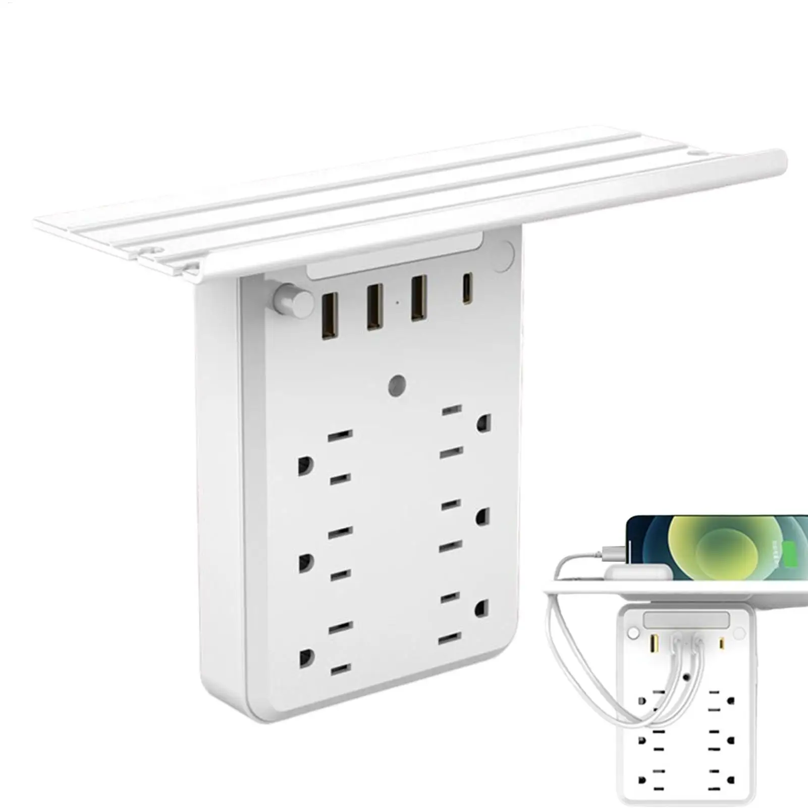 موسع منفذ الحائط متعدد المكونات مخرج الفاصل 3-USB منافذ محول 6 منافذ التيار المتردد الفاصل مع الفاصل والضوء للمطبخ