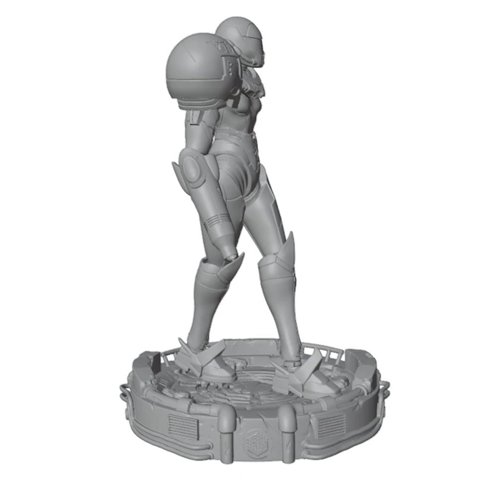 1/24 Sci-fi powered armor warrior, female warrior resin model kit, mini 3D printed gray model doll DIY doll model, not painted view 4