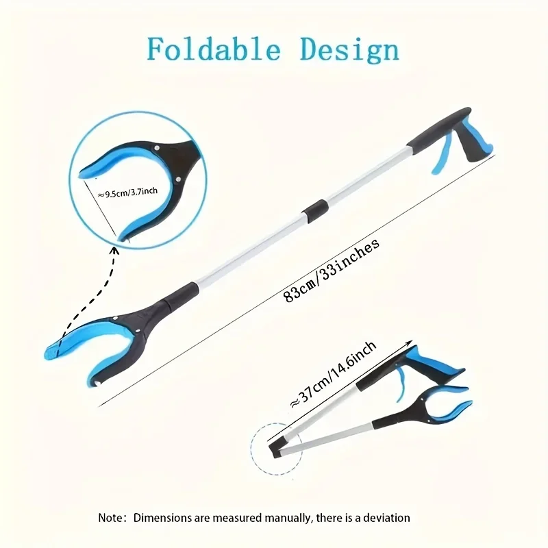 32in Grabber Reacher Tool, 360° Rotating Clip Garbage Picker, Lightweight Heavy-Duty Elderly Item Grabbing Tool