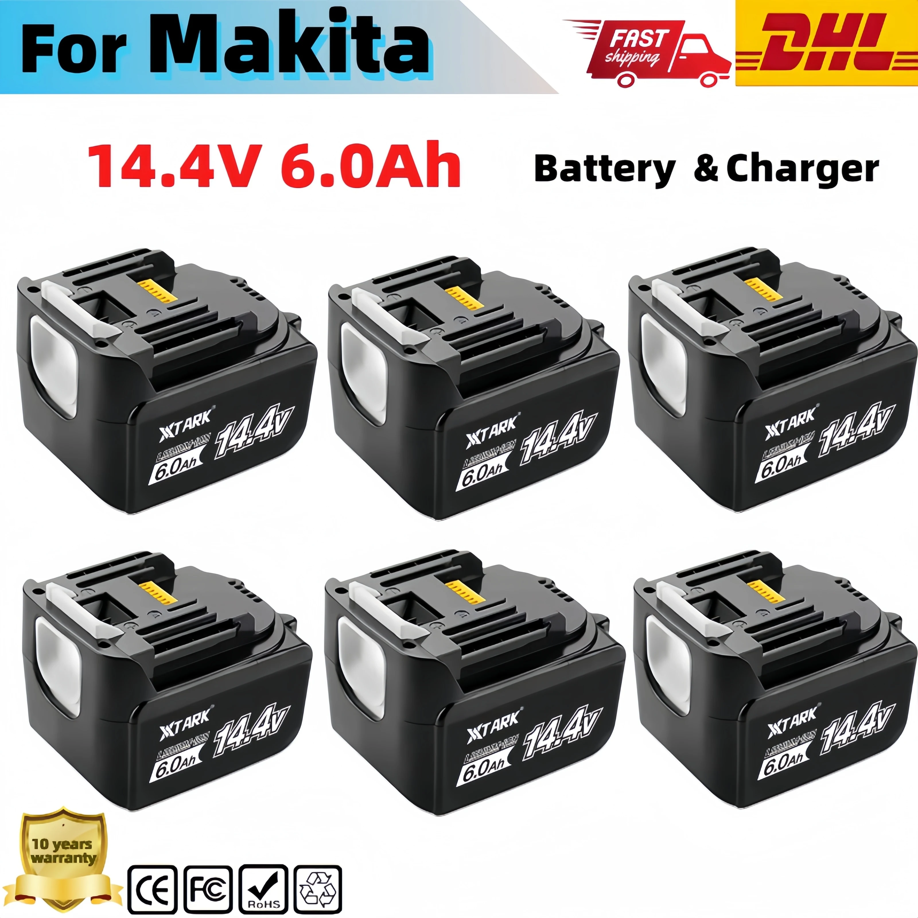 

14.4V 6000mAh Rechargeable Li-ion Battery For Makita 14V Power Tools 5.0Ah Batteries BL1460 BL1430 1415 194066-1