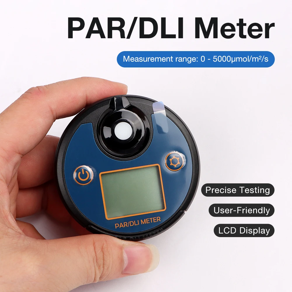 Smart PAR Meter DLI Tester 400-700nm PPFD Quantum Light Meter High-Accuracy USB Type-C Data Logging Export Waterproof