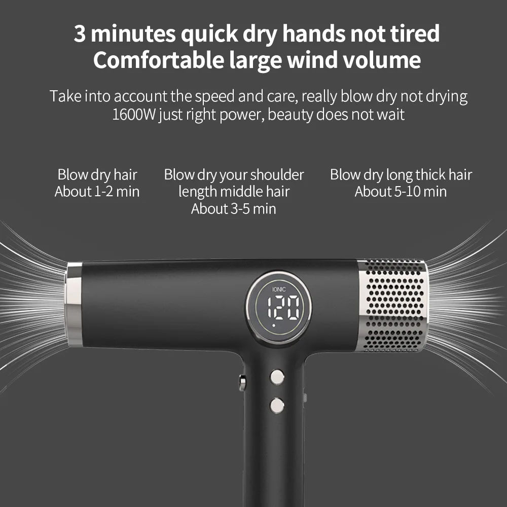 Professional Salon Hair Dryer with LED Display - High-Speed Silent BLDC Motor, Anion Technology for Salon & Home Use​