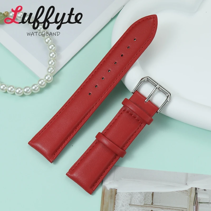 

Simple Style Women PU Leather Watch Strap 18mm 20mm 22mm Bracelet Blue Red Pink White Green Soft Wristwatch Band