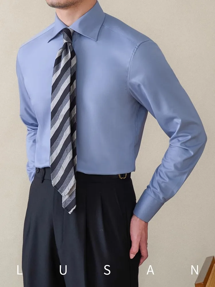 

Men's Italian Windsor Collar Shirt - No-Iron Three-Proof Slim Fit Business Commuter Long Sleeve
