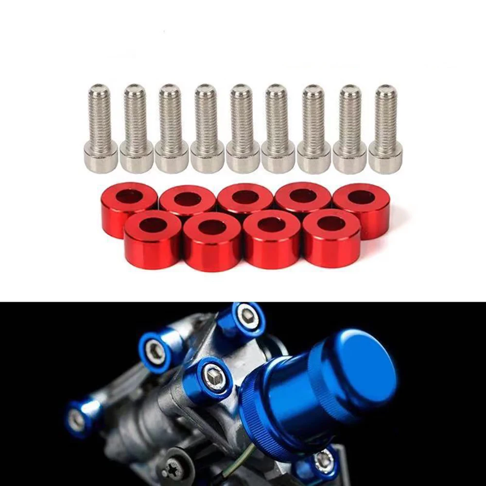 9pcs M8 Aluminum Fender Washers Bolt For Honda Civic B/D/K Series Air Inlet Manifold Engine Screws Decorative Gasket accessories