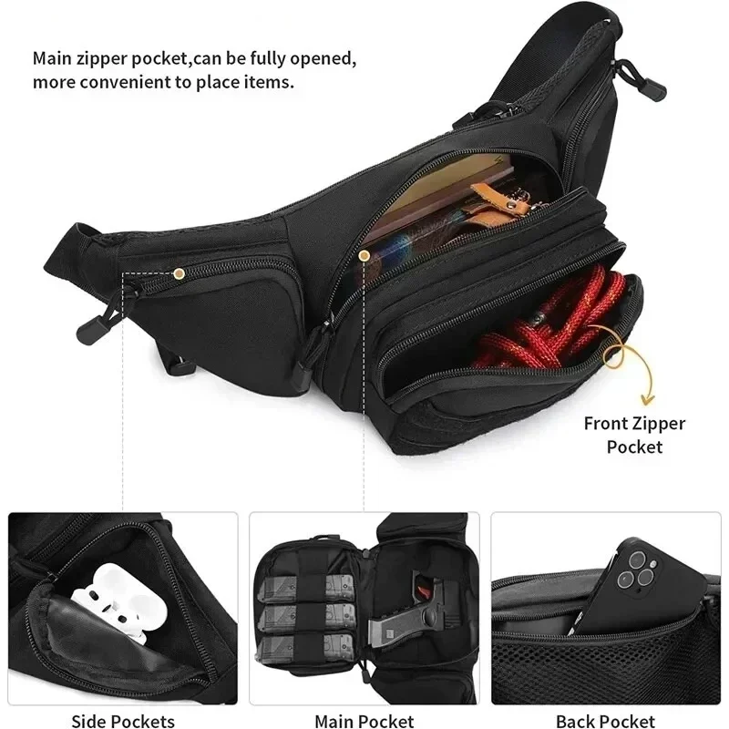 Männer Nylon Schulter Wandern Handy Tasche Taktische Multi-funktion Taille Pack Fanny Packs Sport High-kapazität Taille Tasche – Detail 7