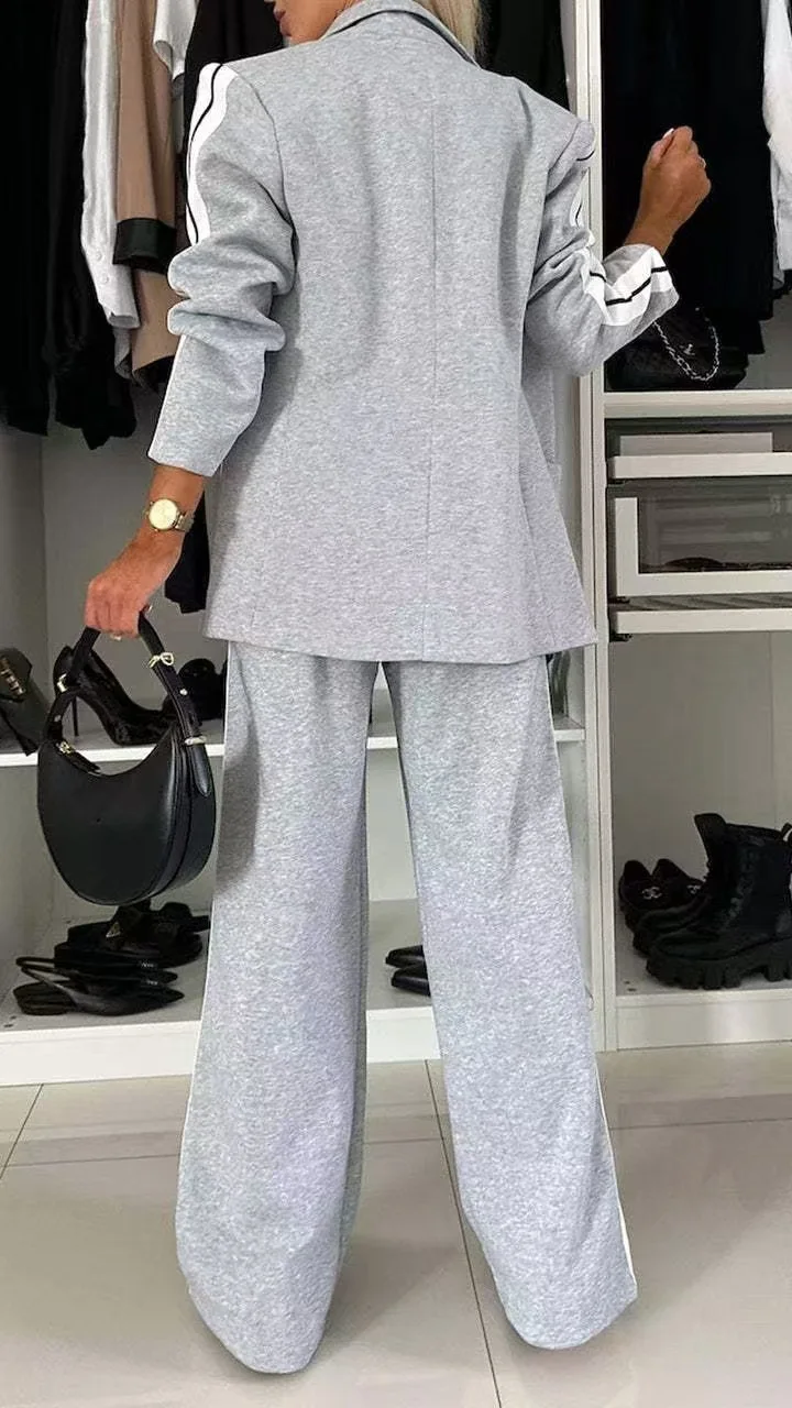 Blazer Women Pants Sets Autumn and Winter 2024 New Streetwear Fashion Versatile Casual Color Blocked Trousers Suits for Female