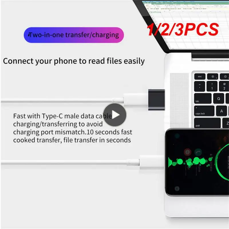 1/2/3PCS New LED OTG Adapter USB to Type C to Micro to USB Female Connectors USB3.0 to Type-C Adapter for
