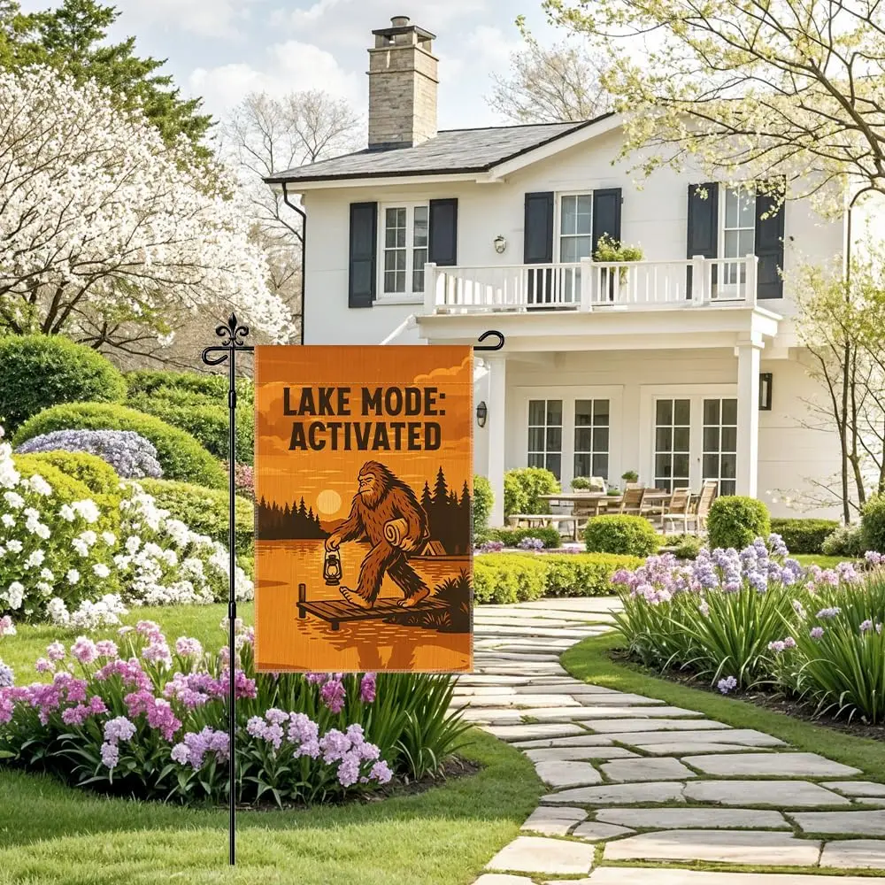 Xipromi Lake Mode Activated Garden Flag, Funny Sasquatch Lakeside Yard Flag for Outside, Fall Farmhouse Lawn Porch Yard Deco yyi