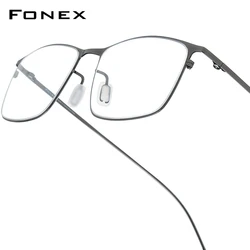 FONEX Alloy Glasses Frame Men Full-Rim Frames High-end Quality Square Eyeglasses Ultralight-Weight Korean Japanese Eyewear 8105